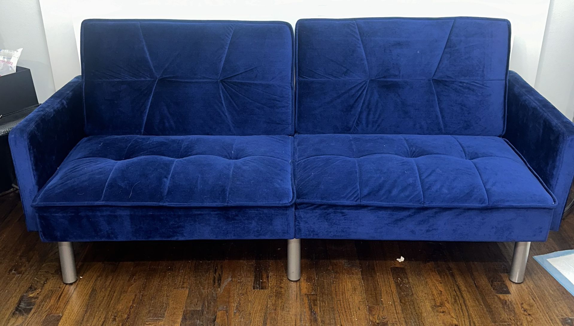 Blue Velvet Futon Couch 