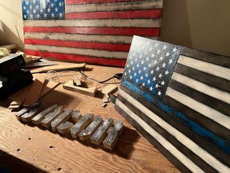 American Flag Wood Burned