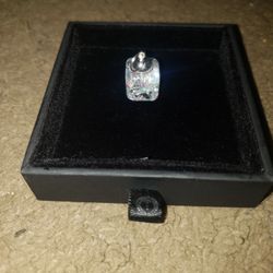 RARE Beautiful square  floating opal, Sterling Flake,and Multicolor Epoxy bead Pendant 