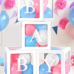 Baby Shower Transparent Boxes With Letters 