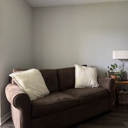 Brown Suede Pull Out Sofa 