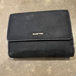 Black women's wallet, suede with compartment