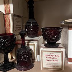 Avon cape cod Ruby Red Glass collection , with original box,