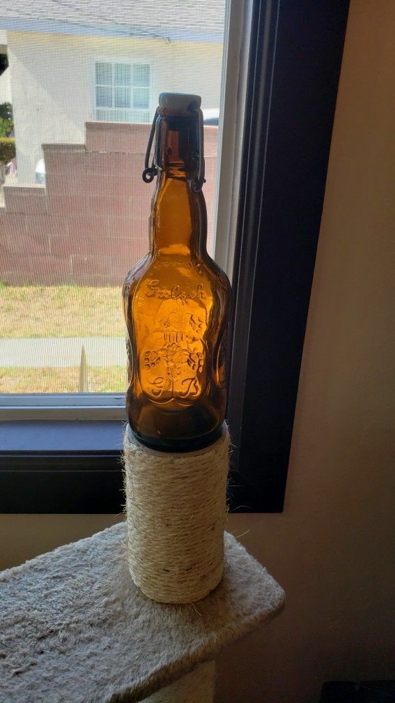 Vintage Beer Bottle Grolsch Amber Lager Glass With Swing Lid

