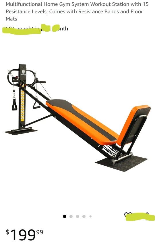 Multifunctional Home Gym System Workout Station with 15 Resistance Levels, Comes with Resistance Ban