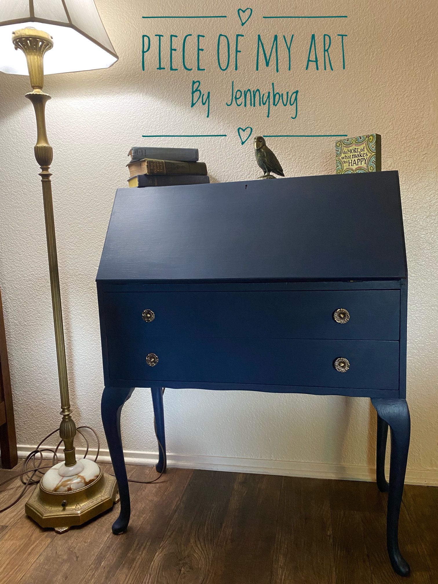 Charming Antique Secretary Desk - Navy blue