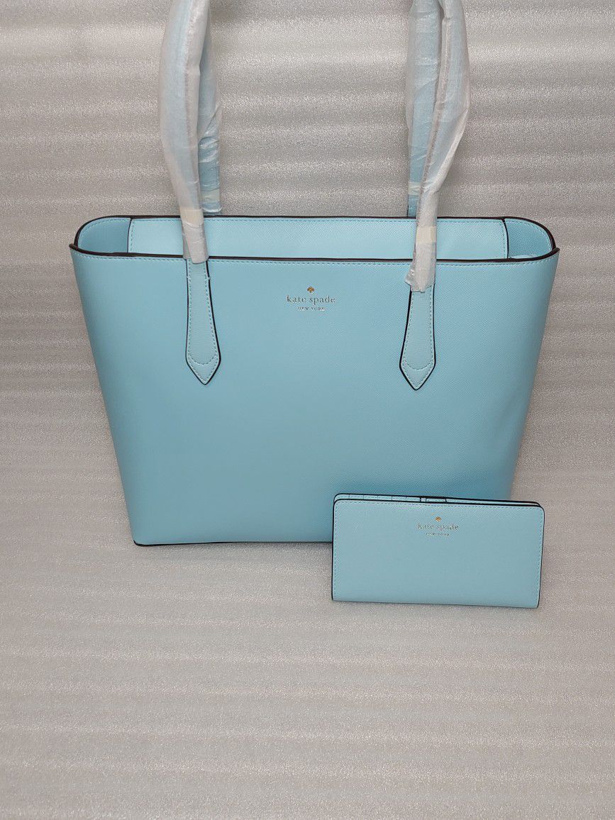 KATE SPADE designer purse wallet set. Light Blue. Brand new with tags Women's handbag 