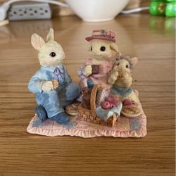 Bunny Family Picnic Figurine 