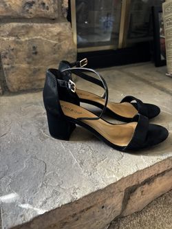 Bamboo Black Block Heel