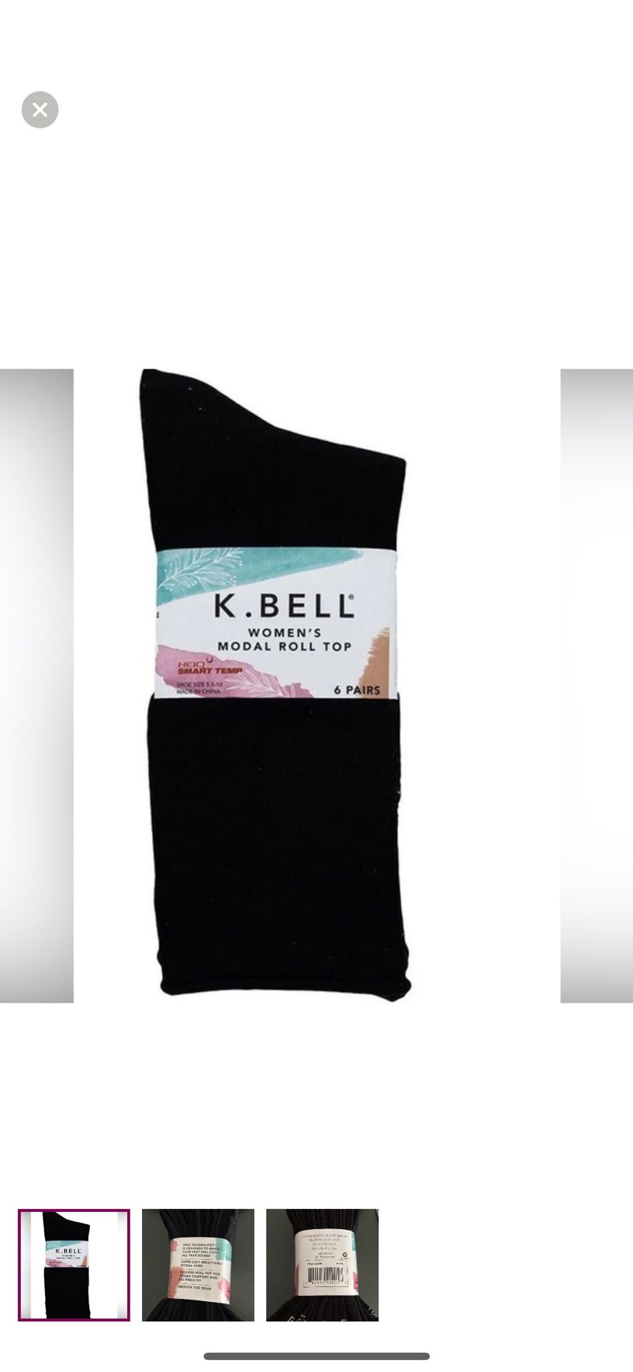 NWT K. Bell women modal roll top socks 6 pairs