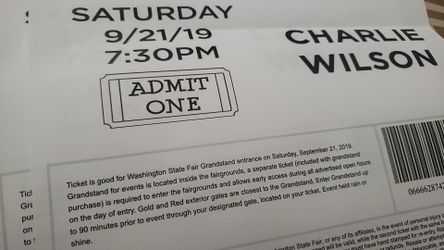 Charlie Wilson TICKETS tonight and fair admission 80 bucks for both.