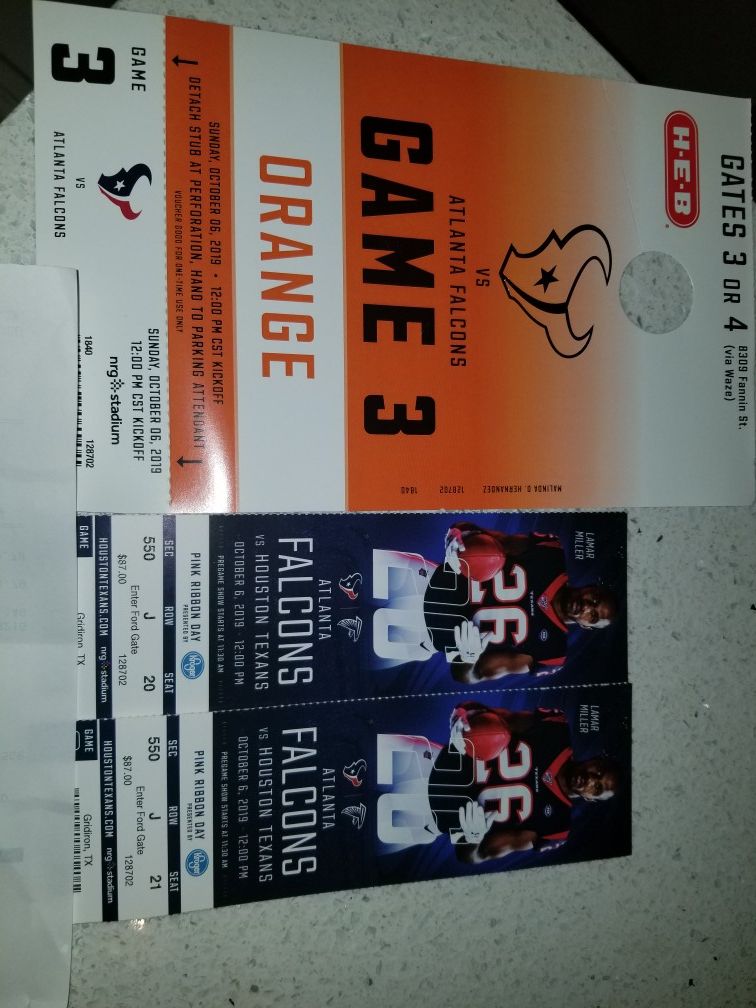 2 TEXANS TICKETS WITH PARKING PASS $300