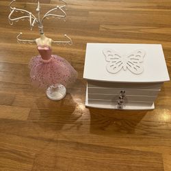 Jewelry Chest And Ballerina Necklace Holder