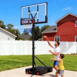 Basketball Hoop for Outdoor, Fehomix Adjustable Height 7-10 FT, Portable Basketball Goal System with 45" Shatterproof Backboard, Wheels & Water Base,