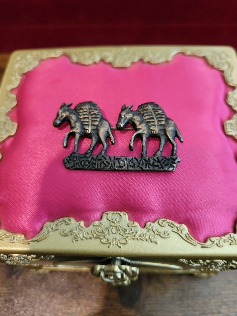 Vintage Bolivian 900 Silver Double Mule/Donkey Rare Brooch Pin 2"×1" F8