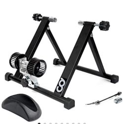 Home Exercise Wind Resistance Trainer - Stationary Cycling Bike Training Stand for Indoor Riding Converter Mount - With Front Block Riser & Skewers