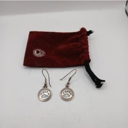 925 Sterling Silver Vintage Boyd's Bears Paw Dangling Drop Hook Earrings
