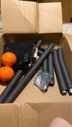 Double basketball hoop 12&15 trampoline accessory.