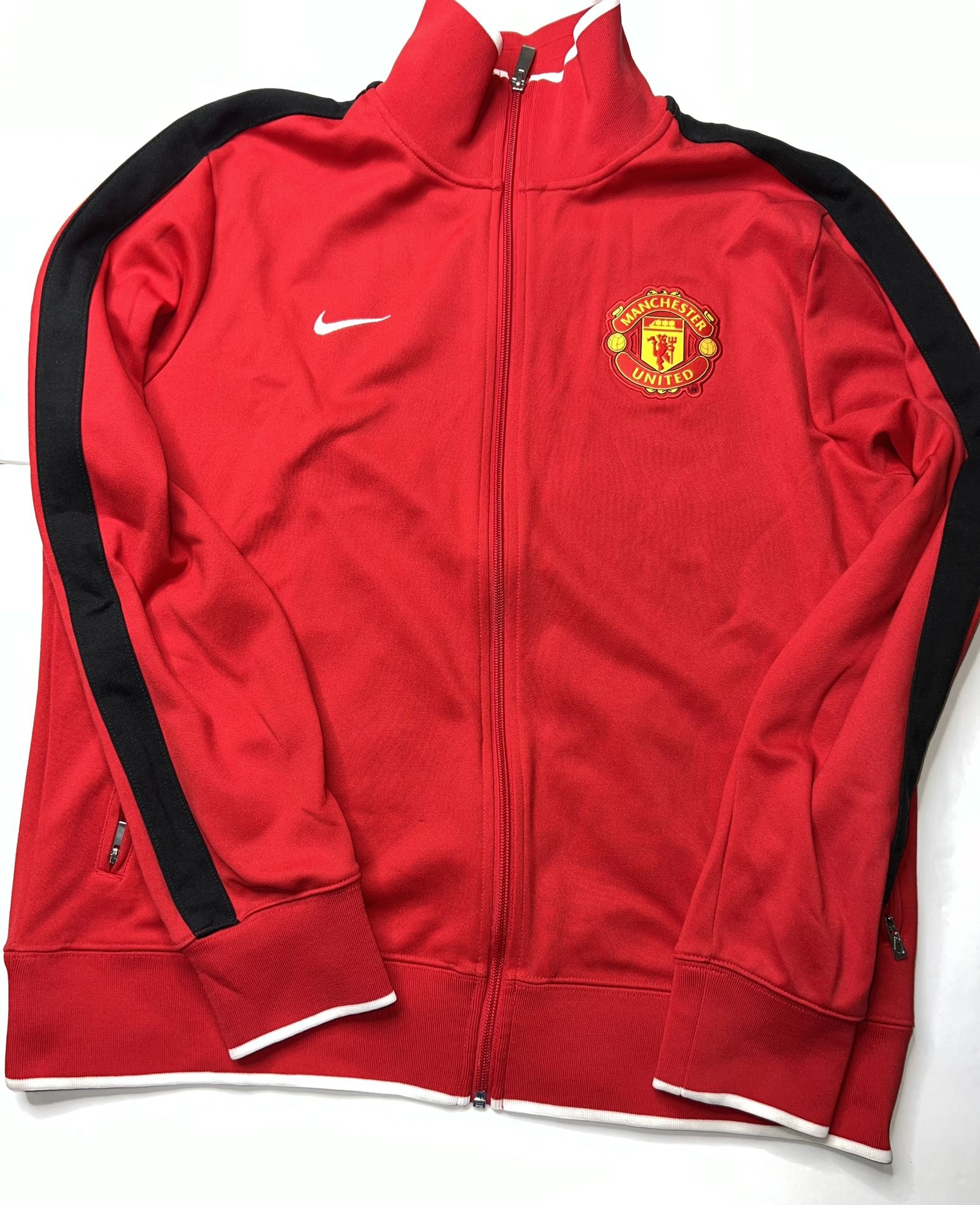 Vintage Nike Manchester United Track Jacket Sweater Red Xl Soccer Futbol