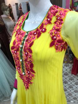 Hand Embroidered Indian Pakistani salwar kameez Anarkali Churidar ready made M