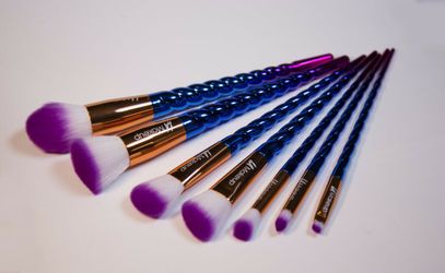 blue unicorn makeup brush set