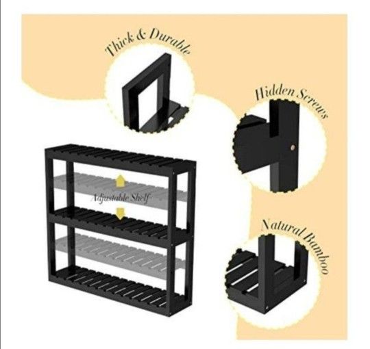 New Domax Bamboo Bathroom Shelf 3-Tier Wall Mount Storage Rack