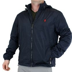 POLO RALPH LAUREN Wind Proof Navy Nylon Hooded Windbreaker Jacket Men's Size Med