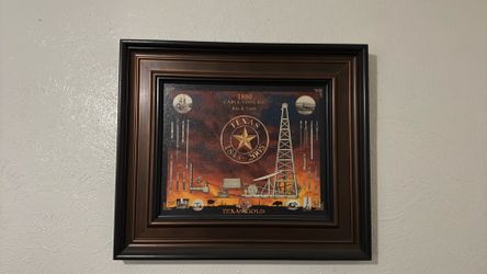 Texas Oil framed picture.
