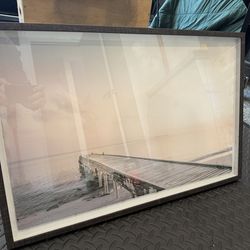 Framed Wall art, photo artwork, dock on the ocean.