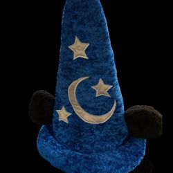 Disney Parks Mickey Mouse Fantasia Wizard Blue Plush Hat with Ears Adult 