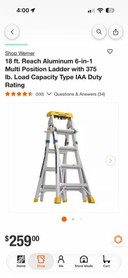 Werner 18 ft Aluminum 6-in-1 Multi Position Ladder