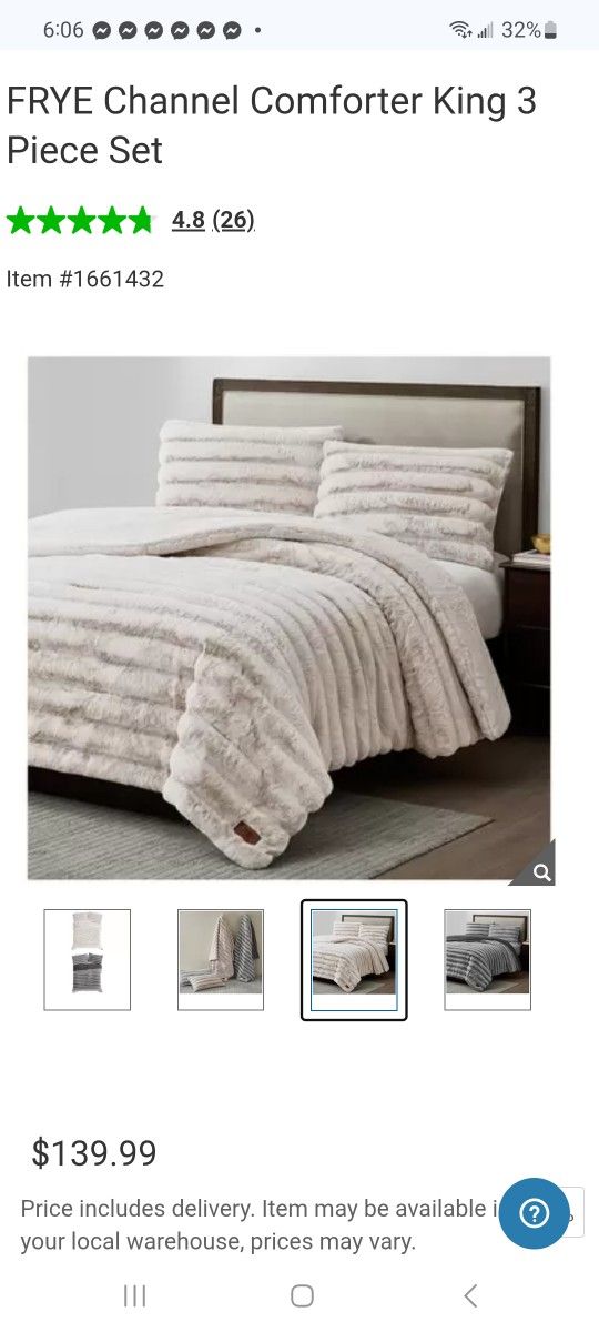 FRYE Channel Comforter King 3 Piece Set $75