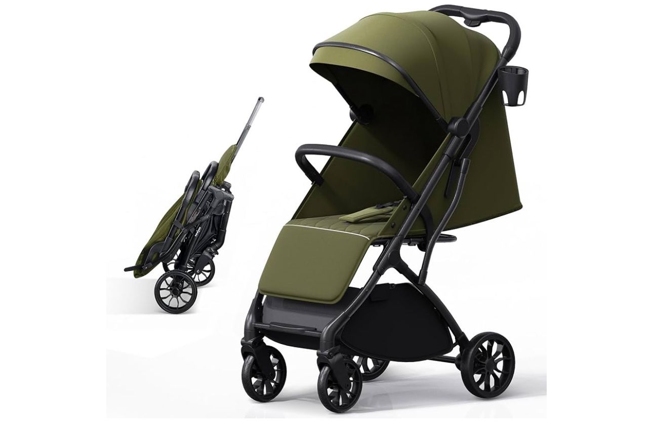 Lightweight Travel Stroller for Toddlers, Compact Fold Baby/Infant Stroller with Telescoping Handle & Cup Holder, Airplane-Friendly, One-Hand Easy Fol