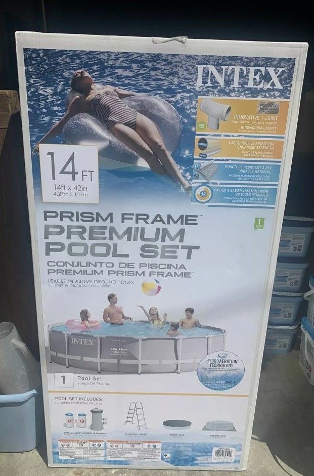PRICE IS FIRM ( DO NOT MAKE ME ANY OFFERS ) ( NEW ) Intex 14ft X 42in Prism Frame Pool Set