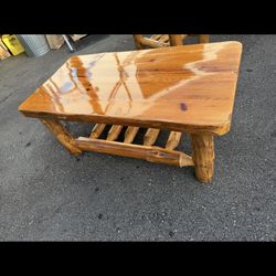 Sale !!!! Huge Discounts,  Log Coffee Table And Two Nightstands Or End Tables