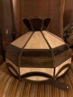 Stain Glass Light Fixture Solid Cream And Brown  Color