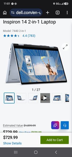 Dell 14 model 7440 2 in 1 laptop and tablet intel core 7 processor