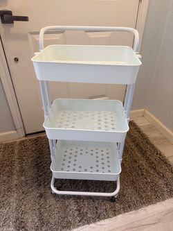 3 Tier Rolling Cart Organizer - Plastic White