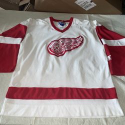 Detroit Red Wings starter NHL Jersey Mens Xl Clean Sewn Crest White Vintage