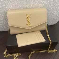 Saint Laurent Grain De Poudre Embossed Leather Uptown Card Case