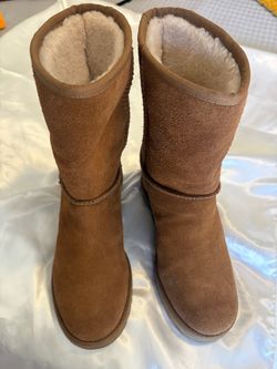 UGG Chestnut Suede Shearling-Lined Mid Boots