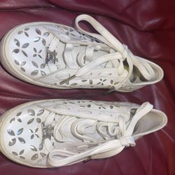 Michael Kors Laser Cut White Sneakers 