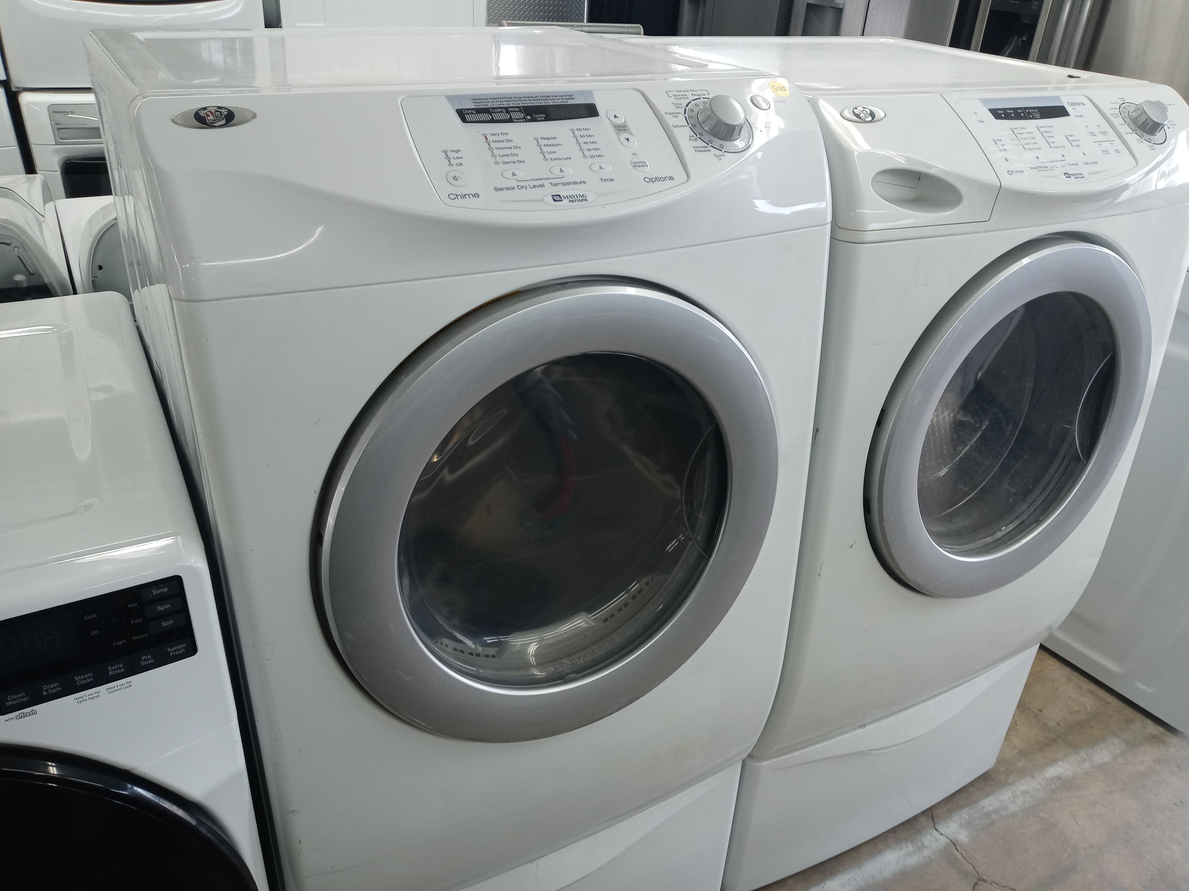 Maytag Neptune front load washer and dryer set on pedestals Free delivery
