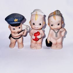 3 Vintage Bisque Kewpie Doll Figurines Doctor, Nurse & 
