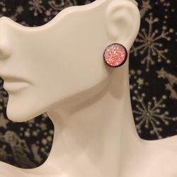 Pink Druzy Earrings