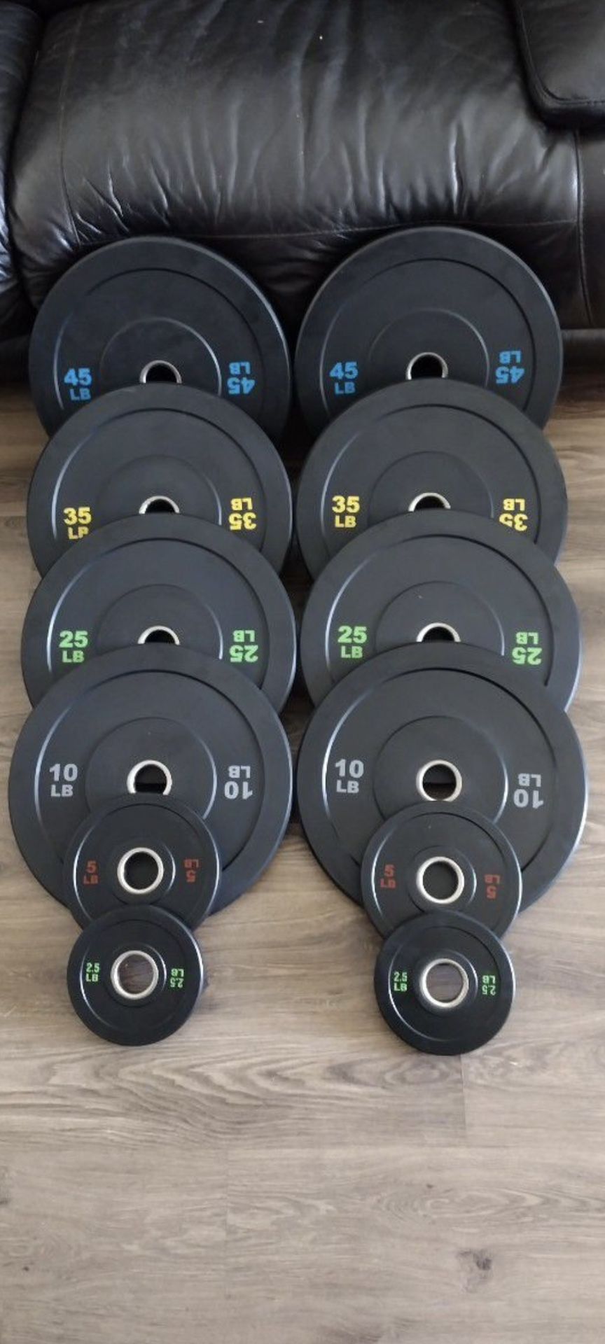 Full Olympic Bumper Plate Set 45/35/25/10/5/2.5  (BRAND NEW IN BOXES)  