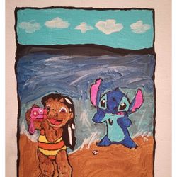 Canvas Painting Lilo And Stitch 