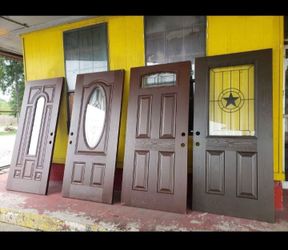 Exterior Entry Doors with Glass Inserts – Set of 4