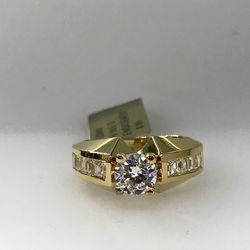 Gorgeous Solid 4K Gold & Cubic Zirconia Engagement Wedding Ring Sz #6