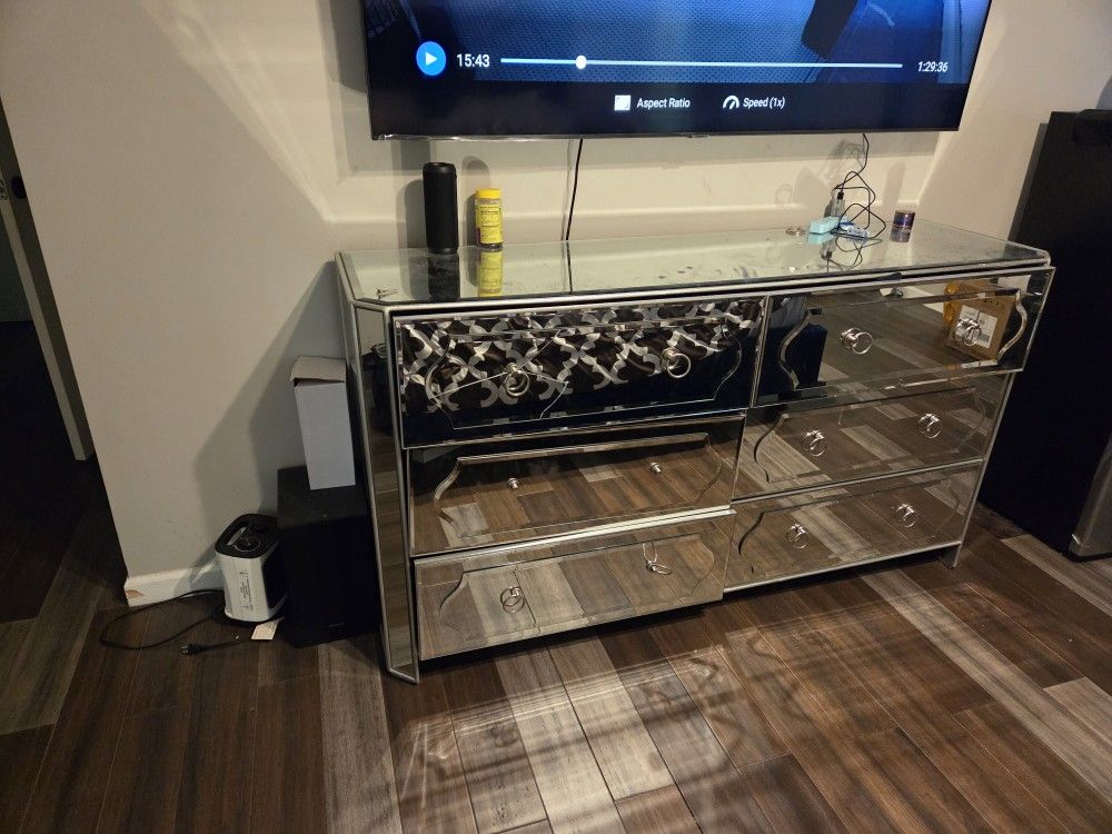 Mirrored Dresser and Night Stands